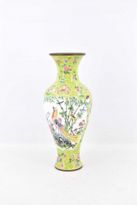 Vase Cloisonnè Oriental Chinese Light Decoration Flowers Pink 34 Cm (defect)
