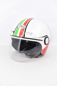 Casco Moto Jfm Bianco Bandiera Italiana Tg.l