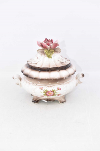 Ceramic Vase Centerpiece With Lid Decorative Bassano Flower Pink