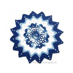Centrino blu e bianco rotondo ad uncinetto 21 cm - NC088 - Handmade in Italy