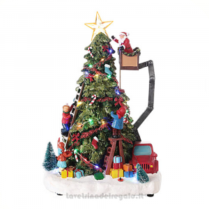Giostrina Natalizia con Babbo Natale, movimento, musica e luci LED 27x22x40 cm - Natale