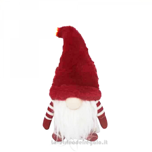 Gnomo Natalizio con cappello rosso luminoso in stoffa 30 cm - Natale