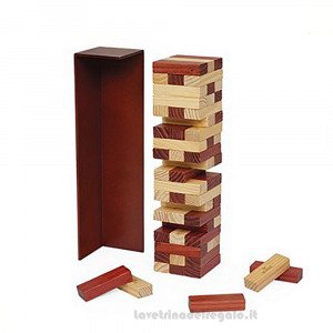 Jenga Gioco della torre bicolore in legno 8x8x32 cm - Idee Regalo