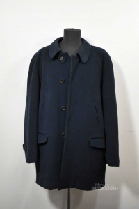 Coat Man Brookling Company 100% Wool Blue Oil Dark Size 54