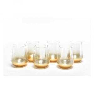 Mercury Iconic Oro Set 6 Bicchieri Per Acqua In Vetro Con Base Oro Natalizio 425 Ml 