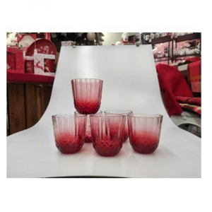 Mercury Diamante Rosso Set 6 Bicchieri In Vetro Trasparente Rosso 320 Cc Natalizio