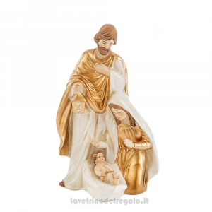 Presepe Natività in porcellana dorata 10x8x17 cm - Natale