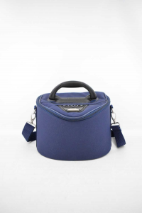 Beauty Case In Fabric Blue Ghepardo With Shoulder Strap