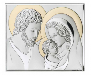 Mida Icona Sacra Famiglia in legno e argento Made in Italy M81340 3LORO