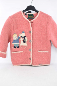 Jacket Giesswein In Wool Cooked From Baby Girl Tyrolean Austria Pink 6 Years