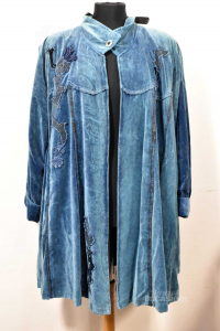 Jacket Soprabito Woman Light Blue Zephir Made In Italy Vintage
