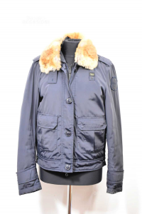 Jacket Unixex Blauer Blue With Neck In Fur Size L And Pockets