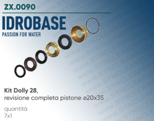 Kit Dolly 28 IDROBASE valido per pompe W101, W131, W151 INTERPUMP composto da revisione completa pistone ø20
