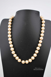 Necklace Of Pearls With Silver Hook 800 Shape Of Staple Lunca 40 Cm