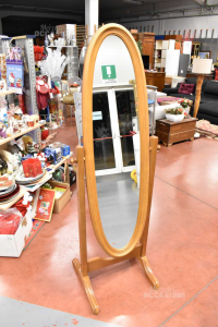 Wooden Pedestal With Mirror Oval (sizes Massime 58x168 Cm)