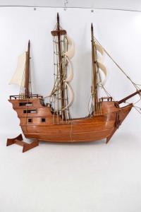 Model Wooden Ship African 70x70 Cm With Pedestal Collectible