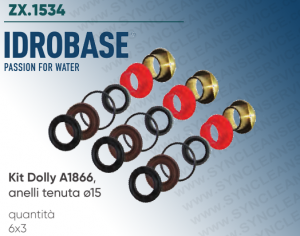Kit Dolly A1866 IDROBASE valido per pompe XTS 13.12 D, XTS 13.12 N, XTS 13.15 N ANNOVI REVERBERI composto da anelli di tenuta ø15