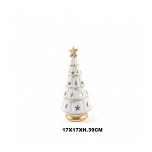 Mercury Albero Di Natale In Terracotta Bianco Oro Natalizio Con Stella Da Decorazione