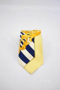 Tie Gianni Versace Yellow Fantasy Blue 100% Silk