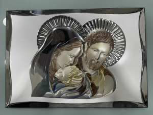Mida Icona Sacra Famiglia in legno e argento Made in Italy M81301 6LCOL