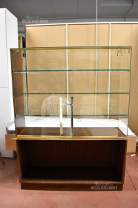 Cabinet Vetrina With Wooden Base And Details Brass,with Lock 130x170x40 Cm