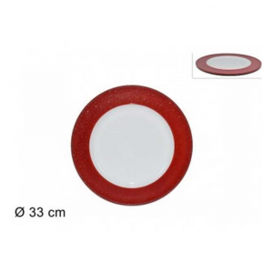 Due Esse Sottopiatto Natalizio 33 Cm Diametro Colore Bianco Con Contorno Rosso
