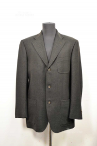 Jacket Man David Burnett Green Dark Size 50 100 % Wool Made In Italy