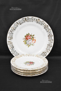 Set Plates Dolce Bavaria Foreali Gold Plated 5 + 1 Pieces