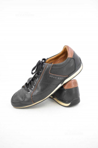 Shoes Man Hugo Boss Size 45 Black True Leather