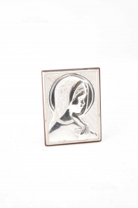 Small Painting Silver Icon With Mother Mary 7x9 Cm
