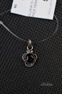 Necklace Pendant In Silver 925 With Stone Onyx Black