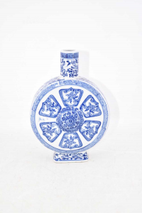 Vaso In Ceramica Cinese Bianco Blu H 17x12 cm