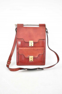 Bag Woman True Leather With 3 Pockets Shoulderstrap 25x19 Cm