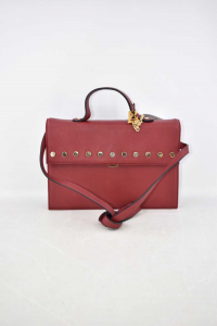 Bag Red Woman Venetian Style With Studs Gold Plated 28x20 Cm