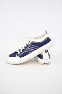 Shoes Man Diesel In Cloth Blue White Size 42