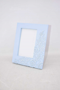 Frame Photo Frame Light Blue With Lace 21x17 Cm