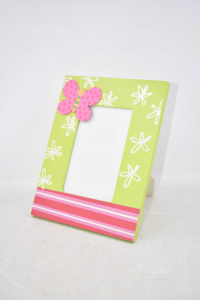 Frame Photo Frame Green Pink Butterfly 23x18 Cm