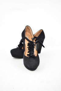 Shoes Woman Chiarini Bologna Black Suede Heel 10 Cm