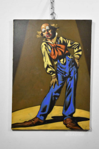 Quandro Painted On Canvas Clown No Frame 70x50 Cm