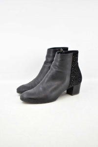 Ankle Boots Woman Melluso Size 40 Black And Velvet D