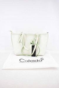 Bag Woman Caleido White In Faux Leather Details Green 35x20 Cm