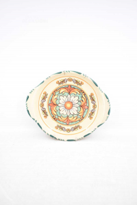 Plate From Appendre With Support Color Cream Details Green 23x20 Cm