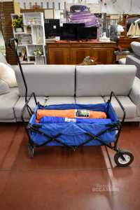 Trolley With Canvas Light Blue Holder All Folding