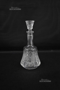Liquor Botle In Crystal Carved With Cap 26 Cm
