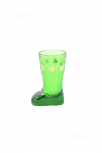 Glass Shot Glasses Green Shape Of Ankle Boot 6 Pieces With Stars