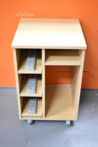 Cabinet Holder Pc Wood Light With Door Cd And Wheels 45x48x71 Cm