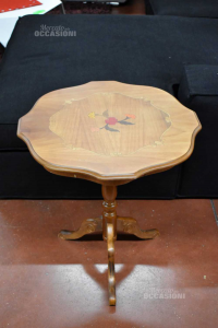 Coffee Table Wood With Figures Of Roses Red Yellow