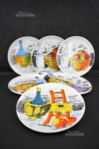 Plates Hand Painted Ceramic Made In Italy 6 Pieces 27 Cm