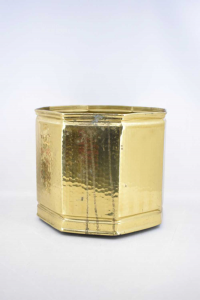 Holder Brass Vase Octagonal With Wheels 31x27 Cm