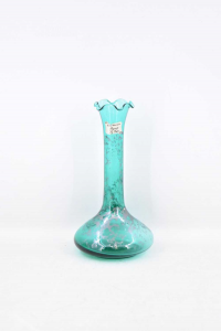 Glass Vase Green Silver Murano H 20 Cm